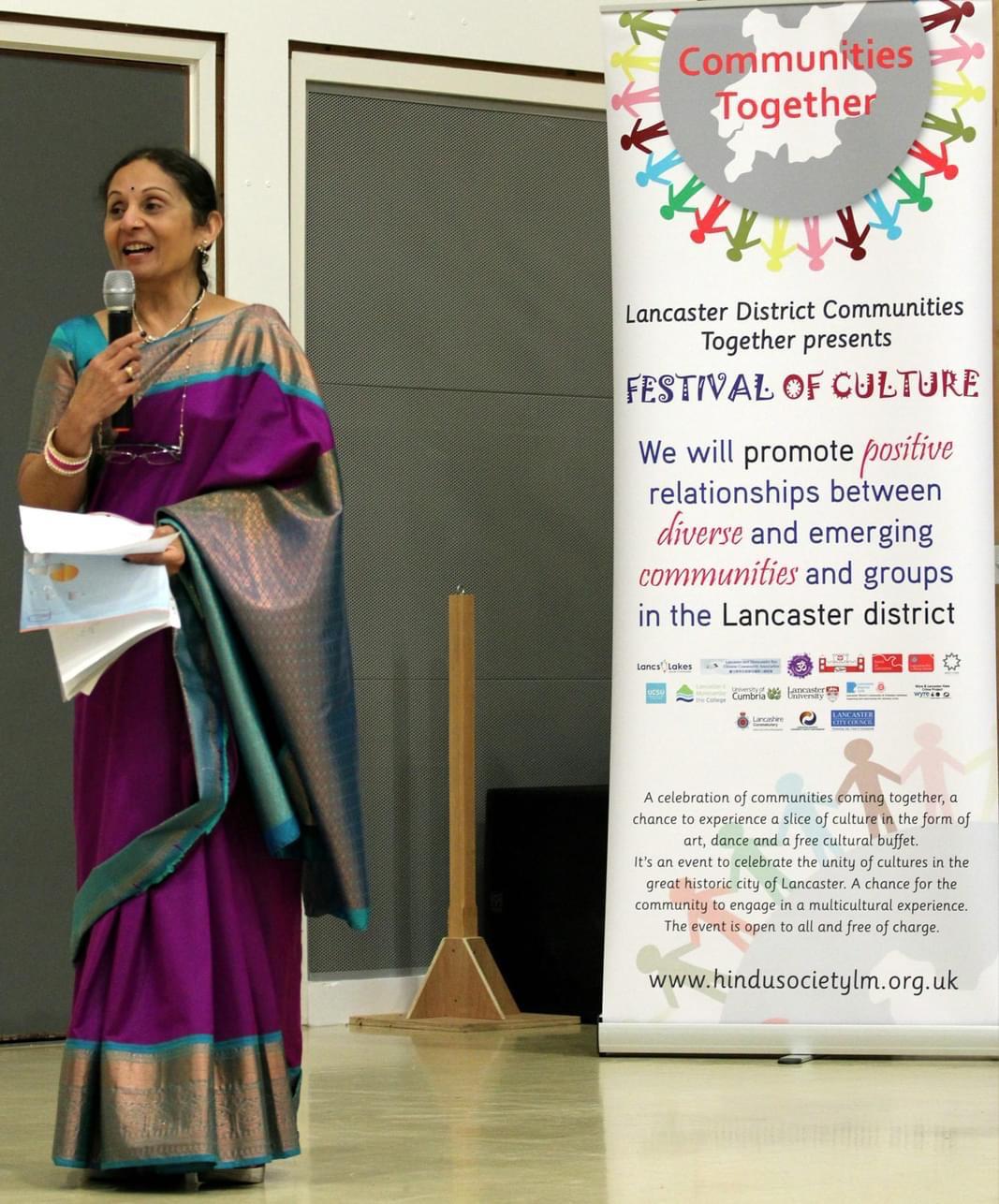 Harsha speaking at the Festival of Culture