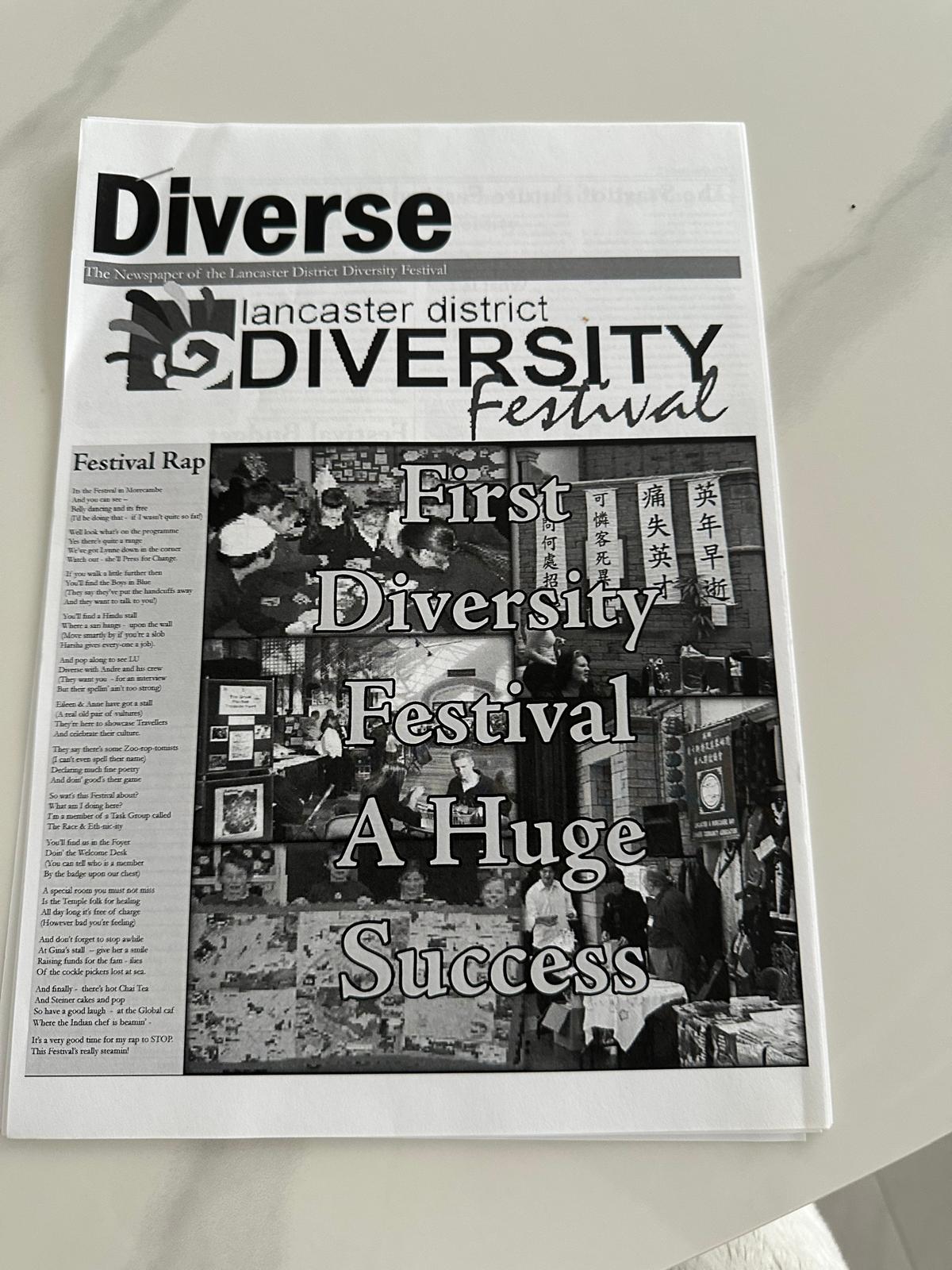 Front page of Diverse, the newspaper of the Lancaster District Diversity Festival